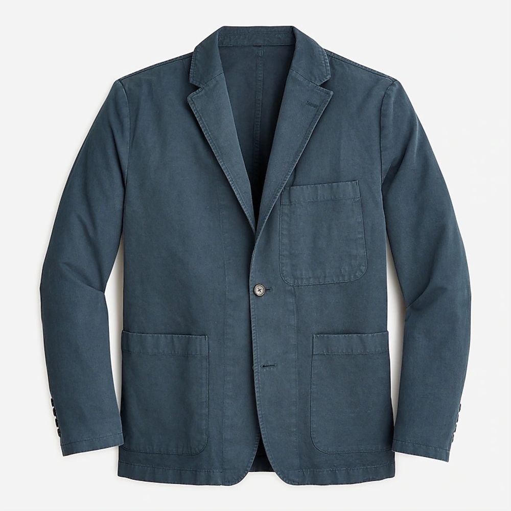 J Crew Garment-Dyed Cotton-Linen Chino Suit Jacket